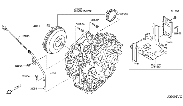 2010 Nissan Rogue Auto Transmission,Transaxle & Fitting Diagram 1