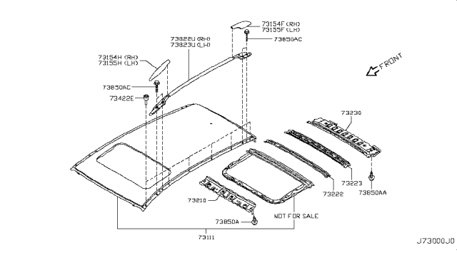 2009 Nissan Rogue Roof Panel & Fitting Diagram 2