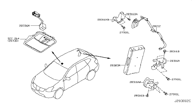 2008 Nissan Rogue Power Control Unit-Telephone Diagram for 28383-JK62A