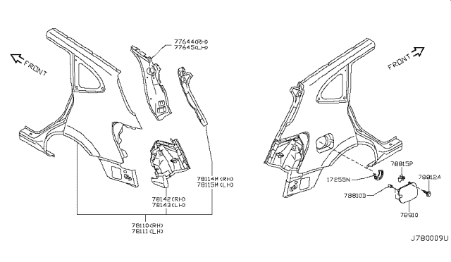2014 Nissan Rogue Rear Fender & Fitting Diagram