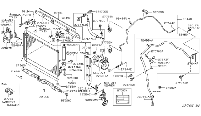 2010 Nissan Rogue Label Air Con Diagram for 27090-JF80A