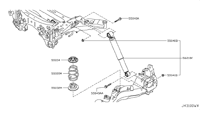 2015 Nissan Rogue Spring-Rear Suspension Diagram for 55020-1VX0A