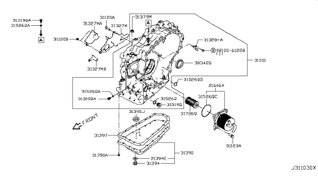 2008 Nissan Rogue Torque Converter,Housing & Case - Diagram 5