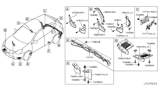 2015 Nissan Rogue Protector-Mudguard,LH Diagram for 74777-1VK0A