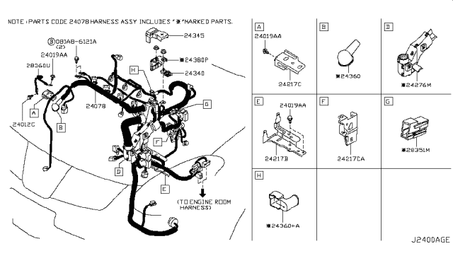2014 Nissan Rogue Harness Assembly-EGI Diagram for 24011-1VX1C