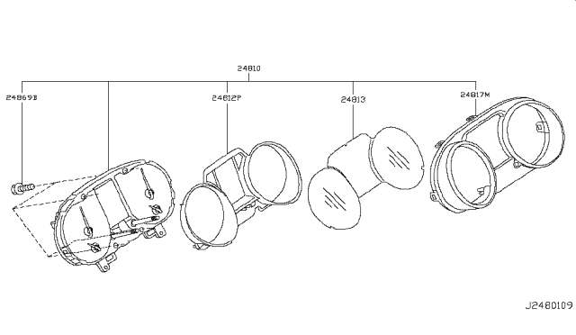 2014 Nissan Rogue Instrument Speedometer Cluster Diagram for 24810-1VX5A