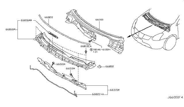 2012 Nissan Rogue Cowl Top & Fitting Diagram 1