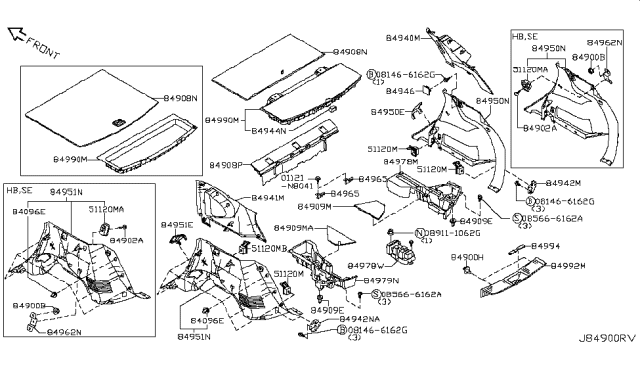 2008 Nissan Rogue Trunk & Luggage Room Trimming Diagram 1