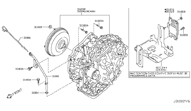 2015 Nissan Rogue Auto Transmission,Transaxle & Fitting Diagram 1