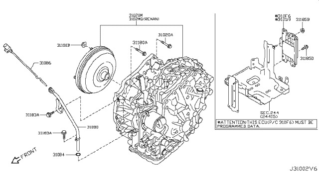 2012 Nissan Rogue Auto Transmission,Transaxle & Fitting Diagram 1