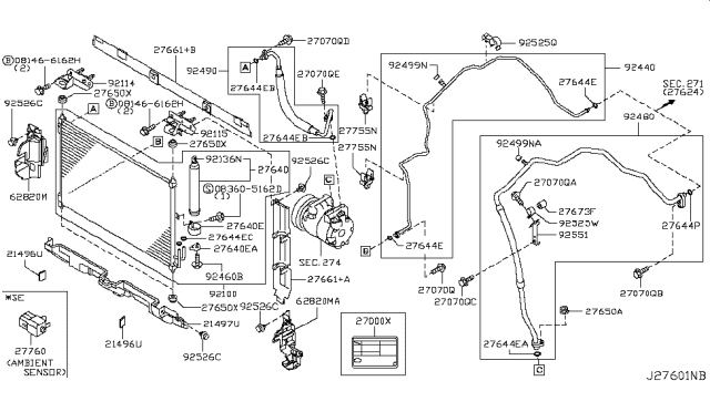 2014 Nissan Rogue Condenser,Liquid Tank & Piping Diagram