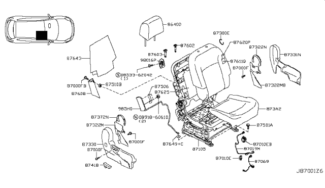 2012 Nissan Rogue Front Seat Diagram 4