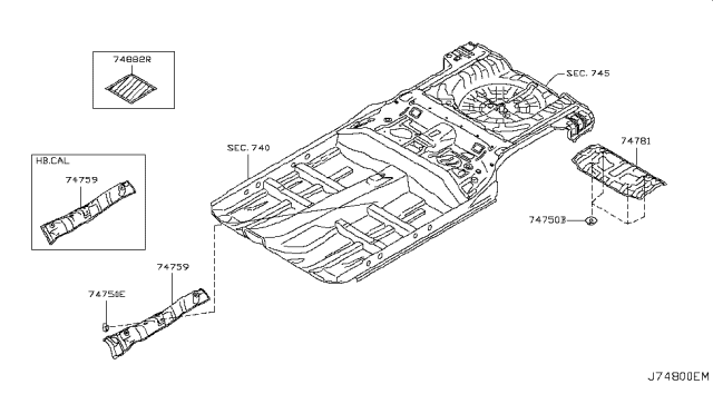 2015 Nissan Rogue INSULATOR-Heat,Front Floor Diagram for 74758-JM00A
