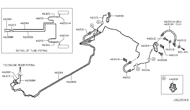 2012 Nissan Rogue Brake Piping & Control Diagram 1