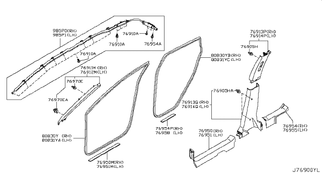 2012 Nissan Rogue Plate-Kicking,Rear Outer LH Diagram for 769B3-JM00A