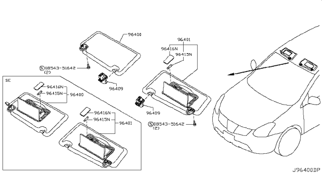 2012 Nissan Rogue Sunvisor Diagram