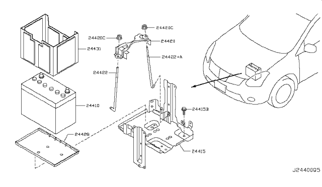 2015 Nissan Rogue Battery & Battery Mounting Diagram