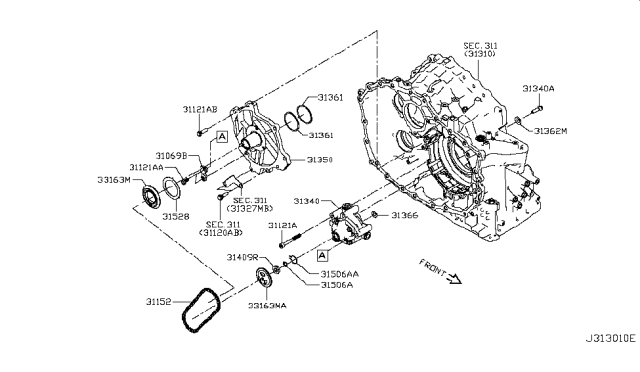 2009 Nissan Rogue GSKT Oil Pump Diagram for 31366-1XF00