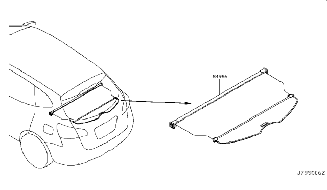 2011 Nissan Rogue Cover Assembly-TONNEAU Diagram for 84982-JM50A