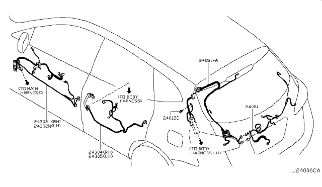 2010 Nissan Rogue Harness-Back Door Diagram for 24051-JM00B