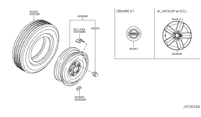 2011 Nissan Rogue Road Wheel & Tire Diagram 3