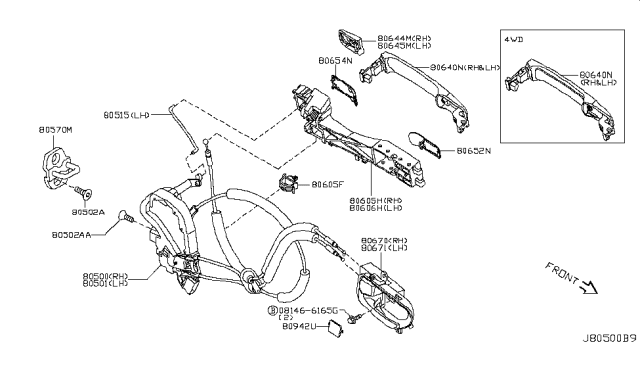 2010 Nissan Rogue Outside Handle Grip Diagram for 80640-JM00A