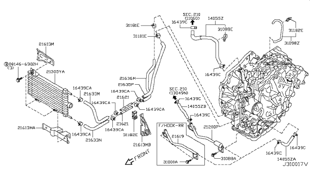 2008 Nissan Rogue Auto Transmission,Transaxle & Fitting Diagram 7