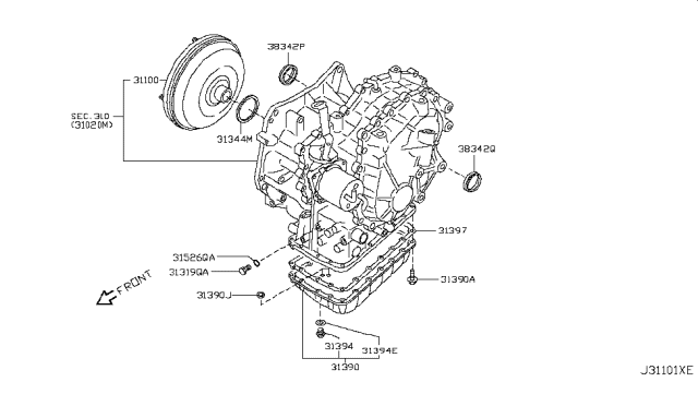 2013 Nissan Rogue Torque Converter,Housing & Case Diagram 3