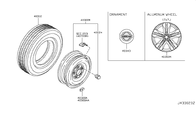 2013 Nissan Rogue Road Wheel & Tire Diagram 4