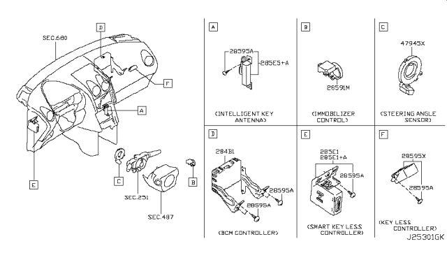 2009 Nissan Rogue Control Assembly-Smart KEYLESS Diagram for 285E1-CZ30A