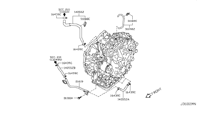 2009 Nissan Rogue Auto Transmission,Transaxle & Fitting Diagram 9