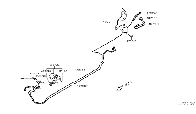 2010 Nissan Rogue Hose-Drain,Canister Diagram for 18791-JM000