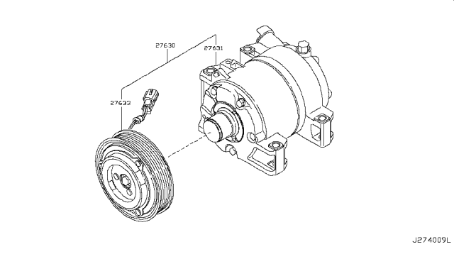 2015 Nissan Rogue Clutch Assy-Compressor Diagram for 92660-JM01B