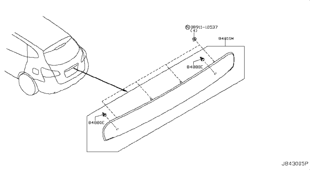 2009 Nissan Rogue Trunk Lid & Fitting Diagram