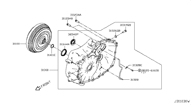 2010 Nissan Rogue Torque Converter,Housing & Case Diagram 3