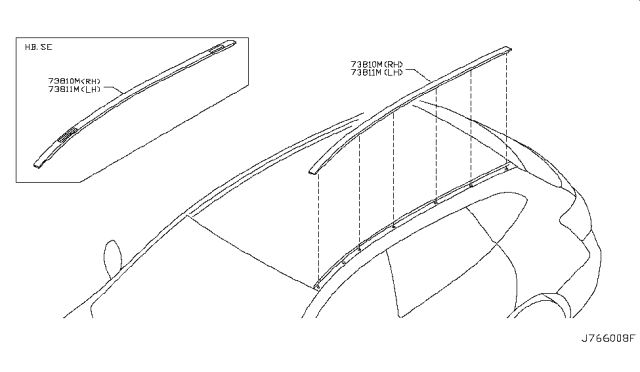 2009 Nissan Rogue Body Side Molding Diagram