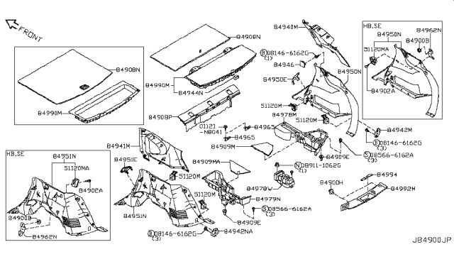 2008 Nissan Rogue Trunk & Luggage Room Trimming Diagram 2