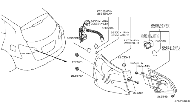 2009 Nissan Rogue Rear Combination Lamp Diagram 1