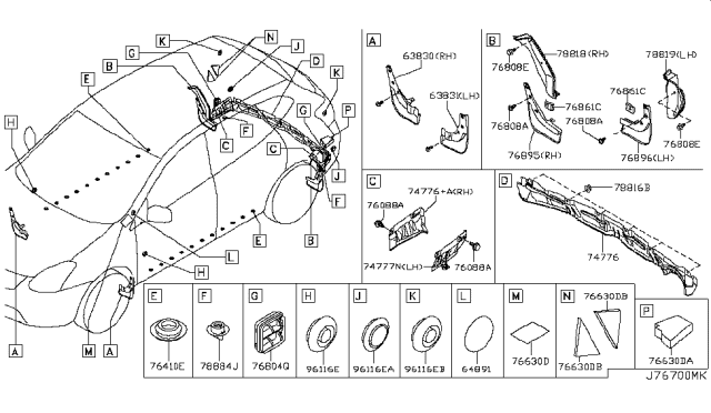 2009 Nissan Rogue Drafter-Air Diagram for 76804-EN00A