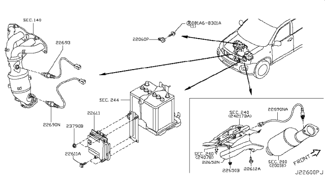 2009 Nissan Rogue Engine Control Module Diagram for 23710-JM00A