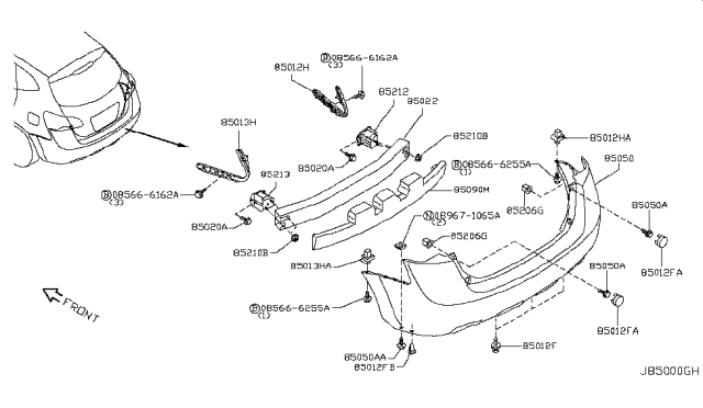 2010 Nissan Rogue Rear Bumper Diagram 2