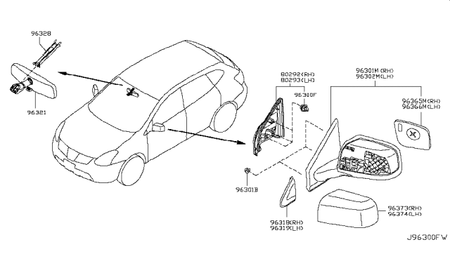 2014 Nissan Rogue Finisher-Door Corner,RH Diagram for 96318-JM00A