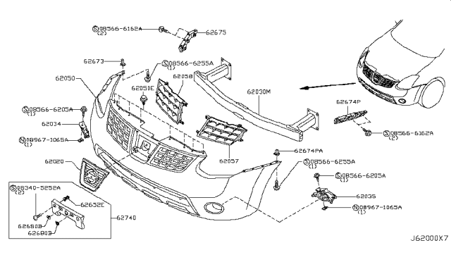 2011 Nissan Rogue FINISHER-Front FASCIA,LH Diagram for 62257-JM00A