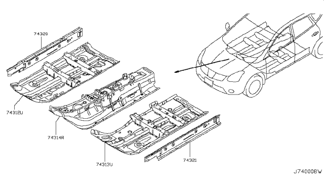 2015 Nissan Rogue Floor-Front,Center Diagram for G4310-JM0MA