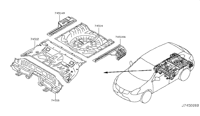 2013 Nissan Rogue Floor-Rear,Rear Diagram for G4514-JM0MA