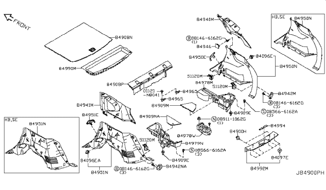 2012 Nissan Rogue Trunk & Luggage Room Trimming Diagram