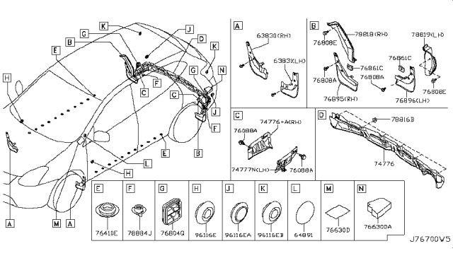 2011 Nissan Rogue Body Side Fitting Diagram 2