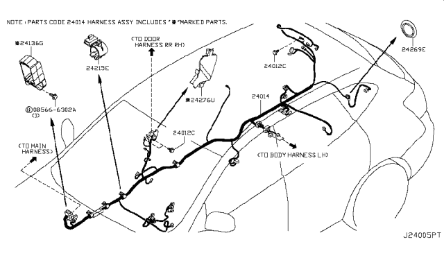 2008 Nissan Rogue Harness Assembly-Body Diagram for 24014-JM02C