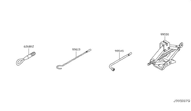 2008 Nissan Rogue Jack Complete Diagram for 99550-JZ70A