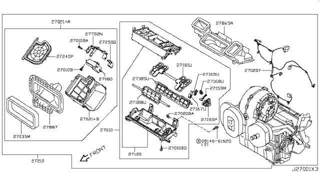 2014 Nissan Rogue Heater & Blower Unit Diagram 1